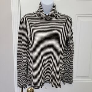 Madewell Whisper Cotton Turtleneck In True Black Stripe Long Sleeve Layering S